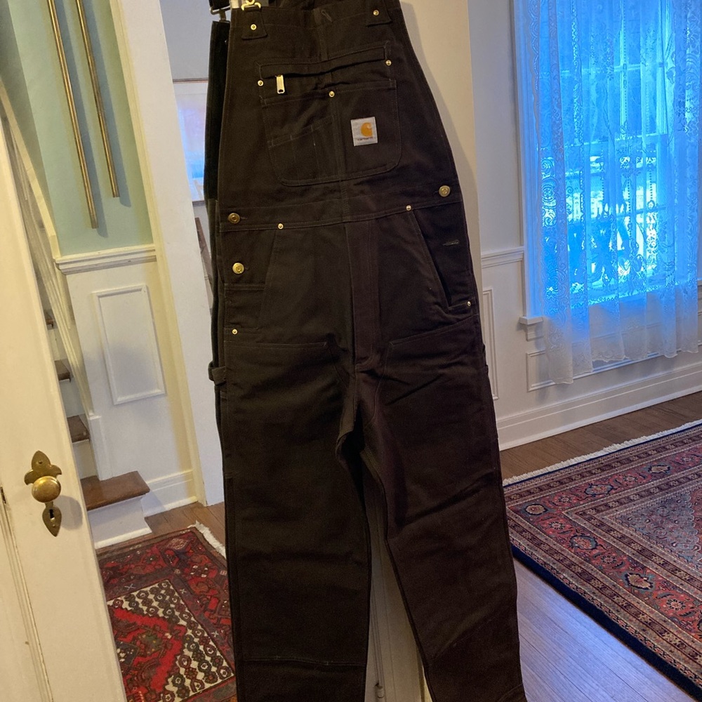 NWT Carhartt relaxed fit 30x34 Duck Bib Overalls Dark Brown New with tags R01-M